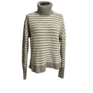 GAP Striped Cowl Neck Cable Knit Sweater Merino Wool Blend Size Medium Winter
